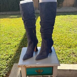 Vince Camuto Alinkay Blue Slate Suede Heeled Boots